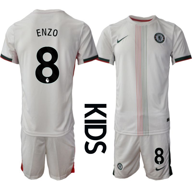 Youth 2025-2026 Club Chelsea away white #8 Soccer Jersey